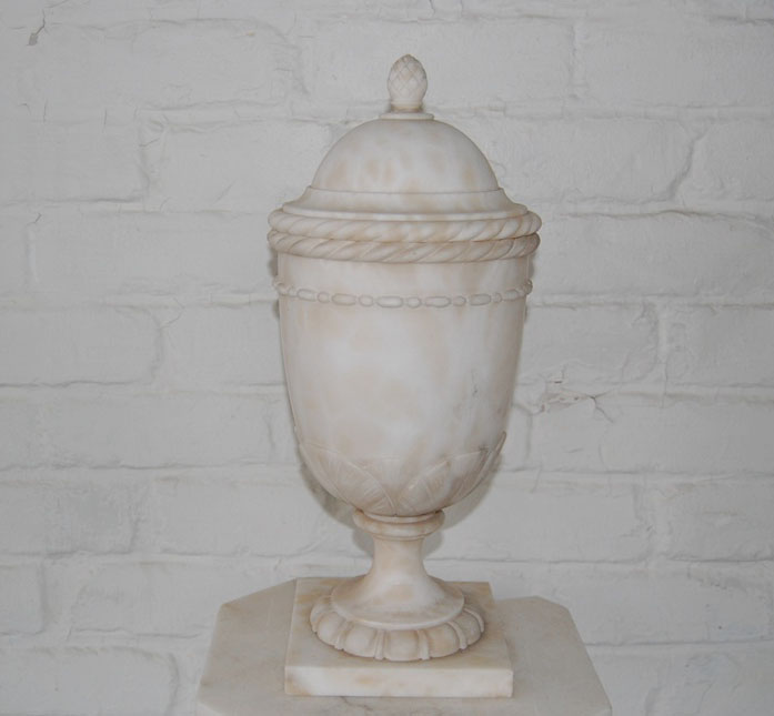 Antique White Carrera Marble Urn