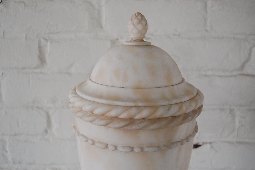 Antique White Carrera Marble Urn