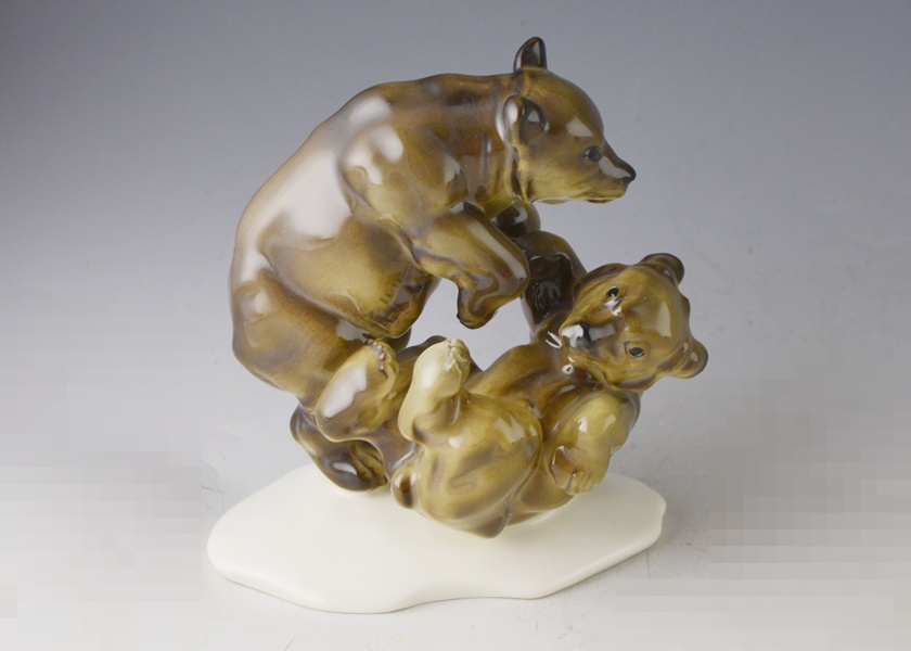 Lorenz Hutschenreuther Porcelain Two Bear Figurine