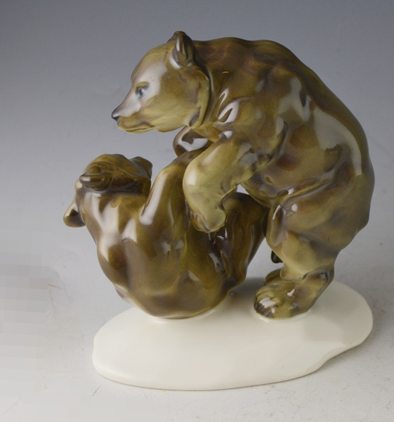 Lorenz Hutschenreuther Porcelain Two Bear Figurine