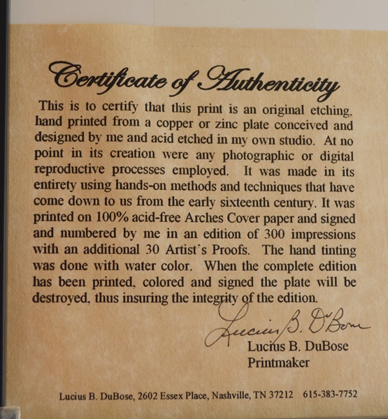 Three Lucius B. Dubose Original Etchings