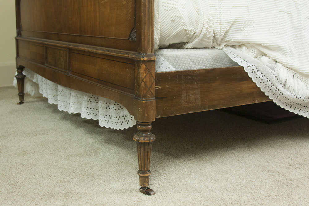 Antique Queen Bed in a Dark Oak Stain