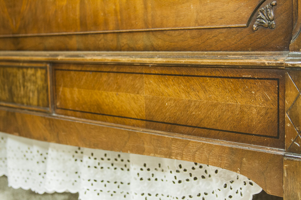 Antique Queen Bed in a Dark Oak Stain