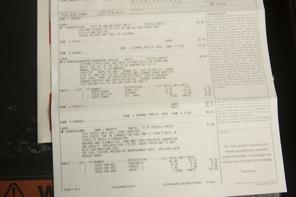 Honda Generator Manufactured by Baldor