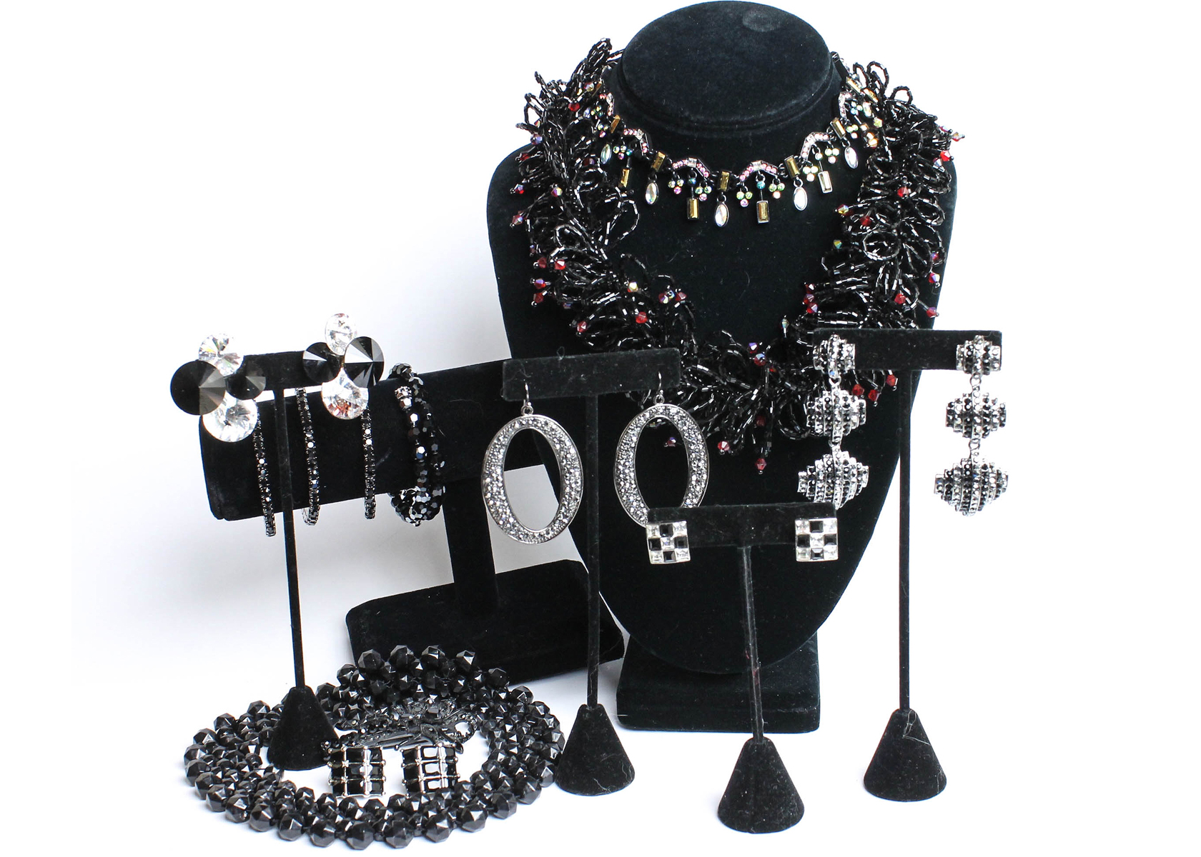 Group of Black and Blingy Fashion Jewelry