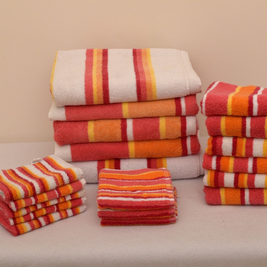Bath Towel Ensemble in Orange and Yellow Stripe