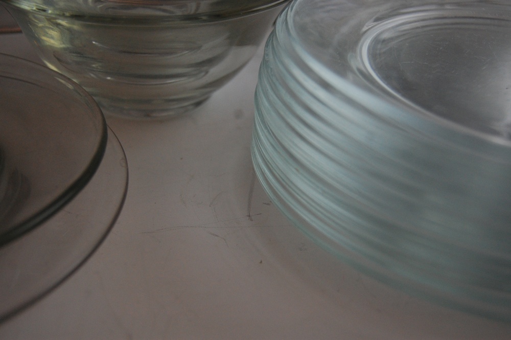 Modern Glassware with Pitchers, Plates and Bowls