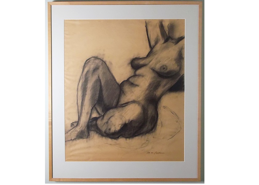 G.M. Bellis Nude Charcoal Drawing