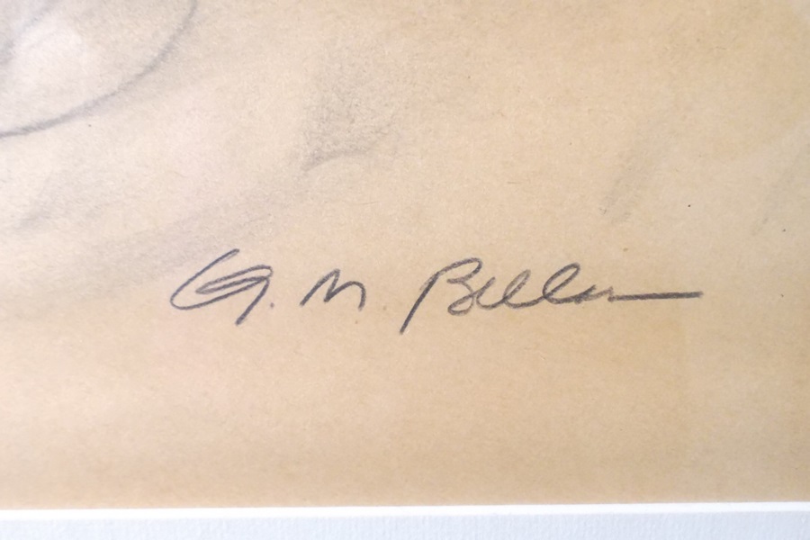 G.M. Bellis Nude Charcoal Drawing