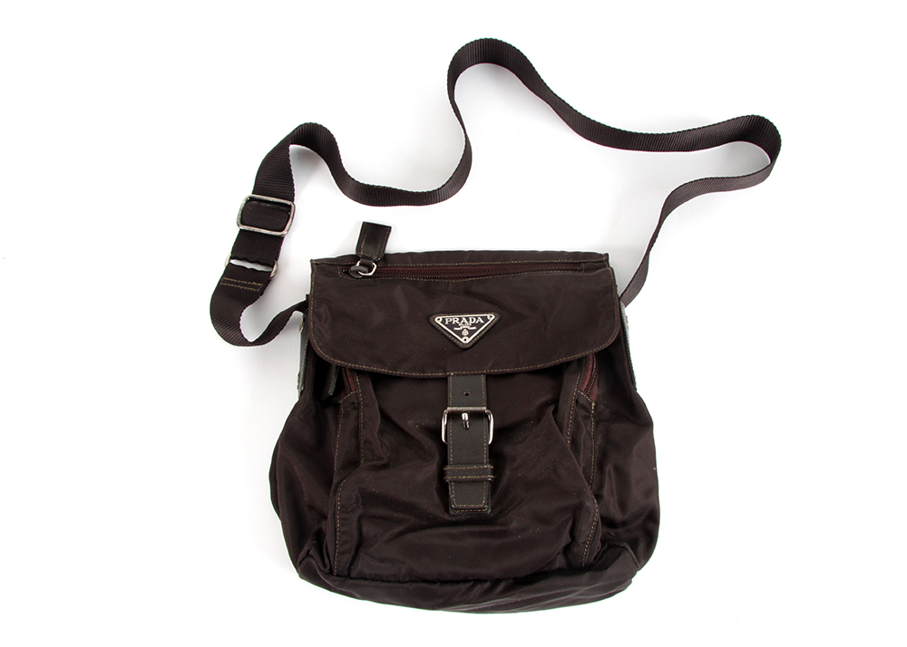 Prada Dark Brown Nylon Cross body Handbag