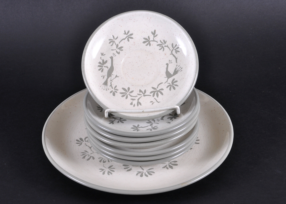 Vintage Harkerware Peacock Stoneware