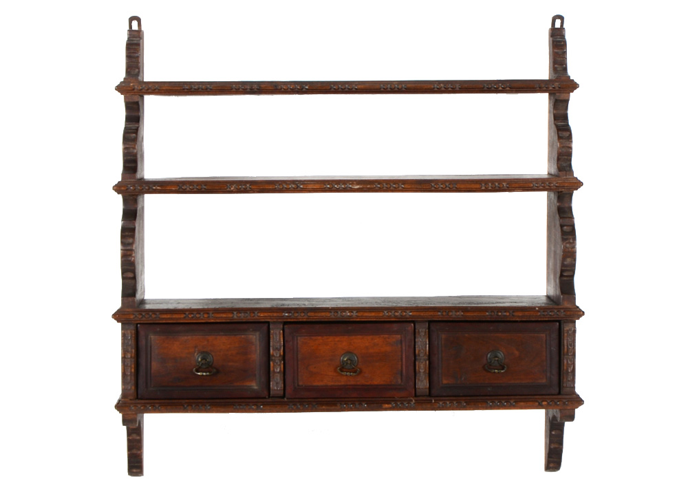 Hand Carved Mahogany Wall Shelf