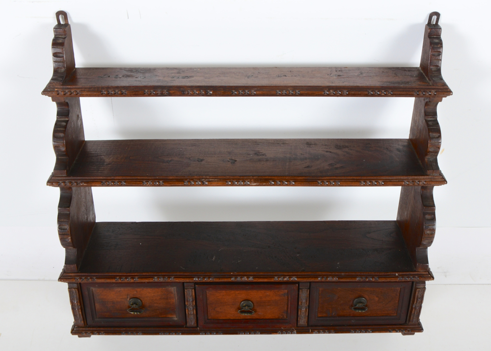 Hand Carved Mahogany Wall Shelf