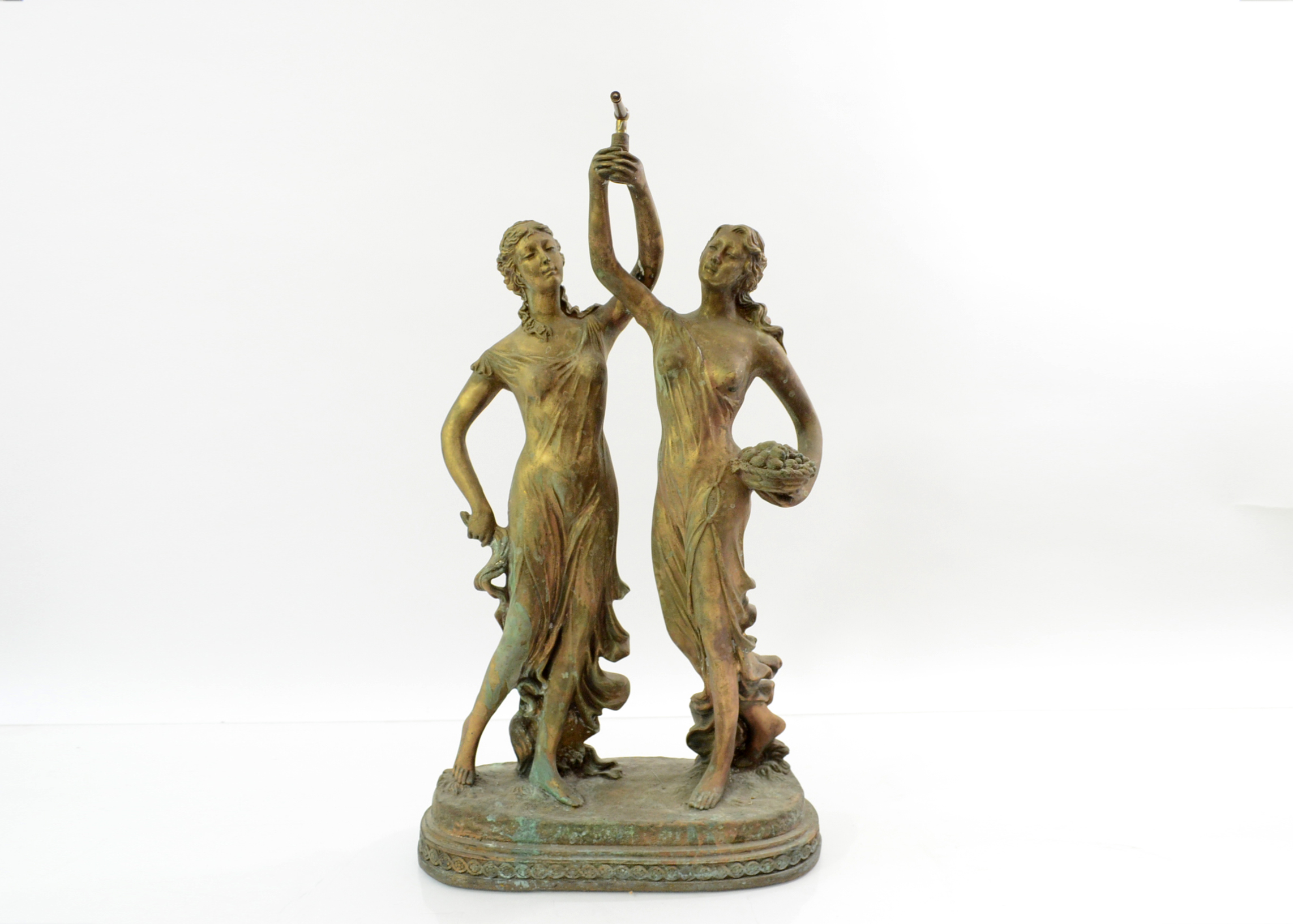 Double Swing Arm Clock Featuring Two Women