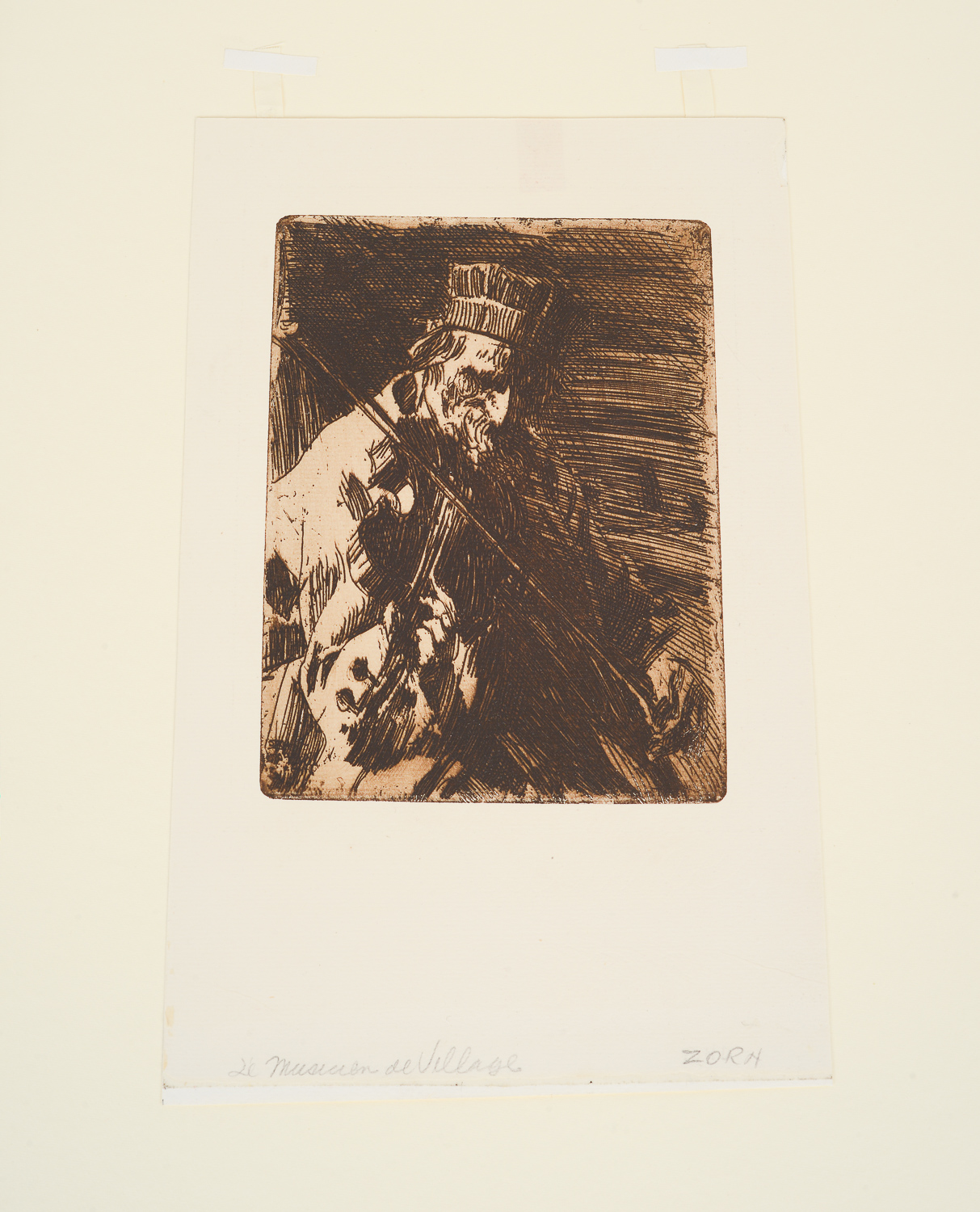 1898 Anders Zorn Etching "Village Folk Musician"