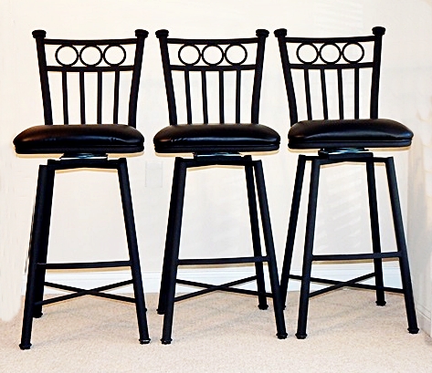 Trio of Pastel Minson Iron Bostonian Bar Stools