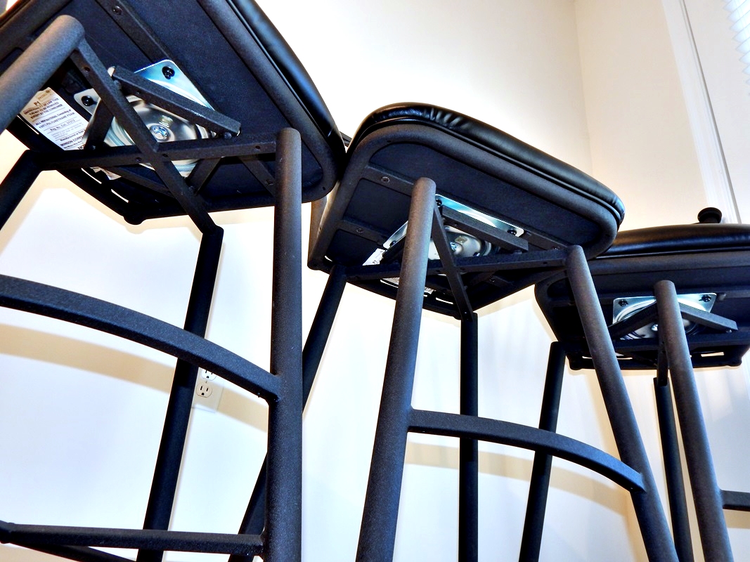 Trio of Pastel Minson Iron Bostonian Bar Stools