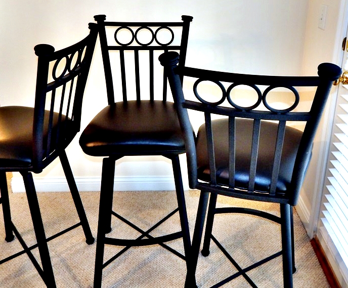 Trio of Pastel Minson Iron Bostonian Bar Stools