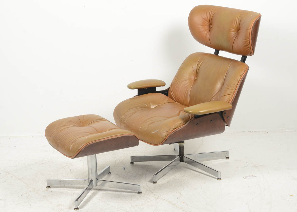 Eames Style Lounge Chair and Ottoman