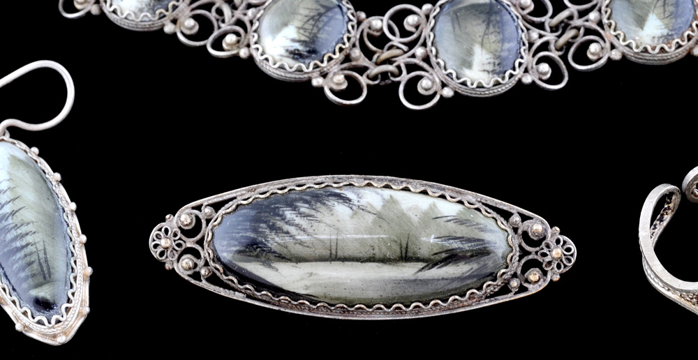 Silver Filigree Handpainted Jewelry
