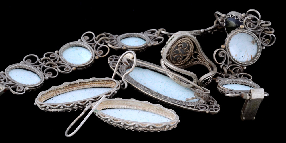 Silver Filigree Handpainted Jewelry