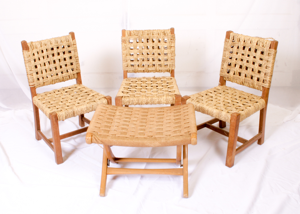 Vintage Set of Child's Chairs and Folding Seat