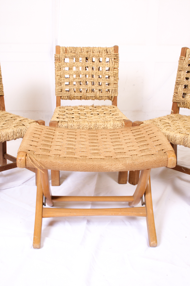 Vintage Set of Child's Chairs and Folding Seat