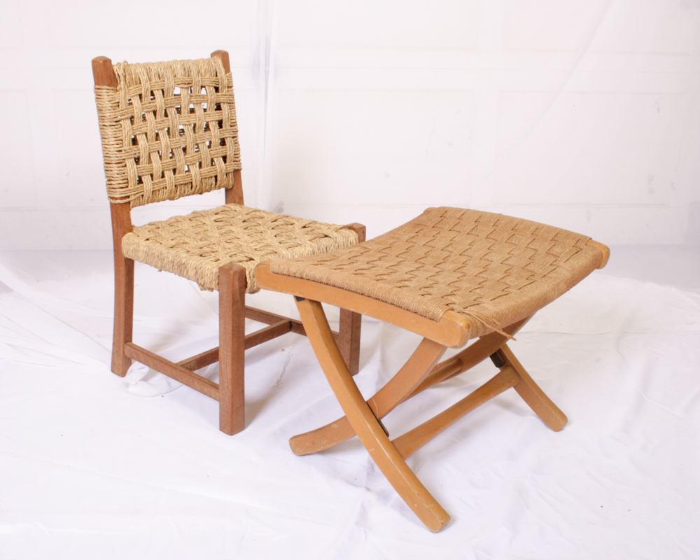 Vintage Set of Child's Chairs and Folding Seat