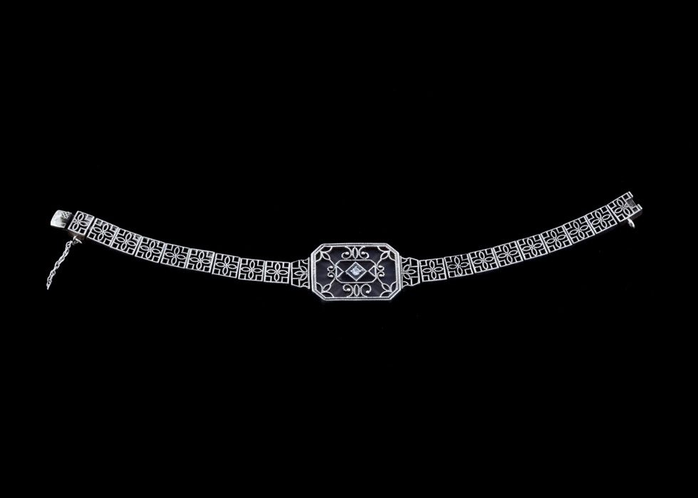 Sterling Silver and Frosted Glass Bracelet