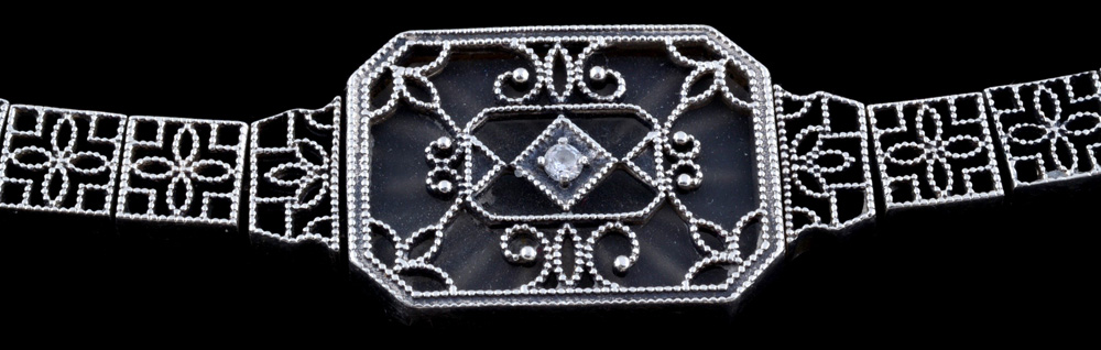 Sterling Silver and Frosted Glass Bracelet