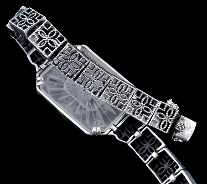 Sterling Silver and Frosted Glass Bracelet