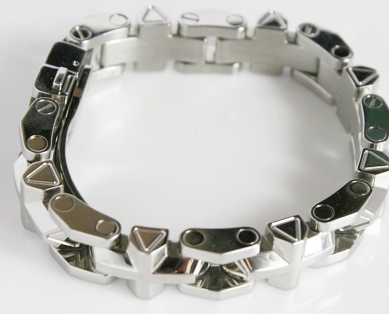 Men's Stainless Bracelet with a Small Diamond