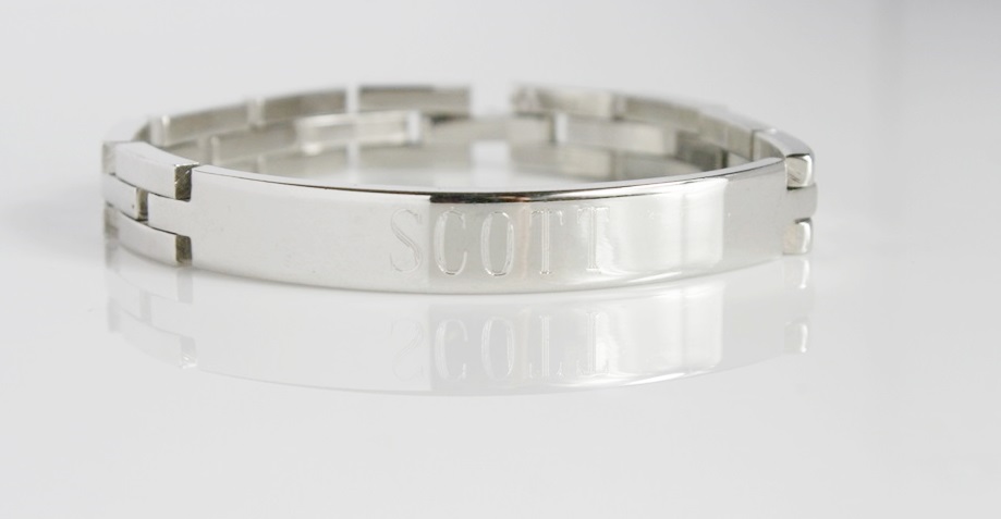 Men's Contemporary Stainless Engraved  Bracelet