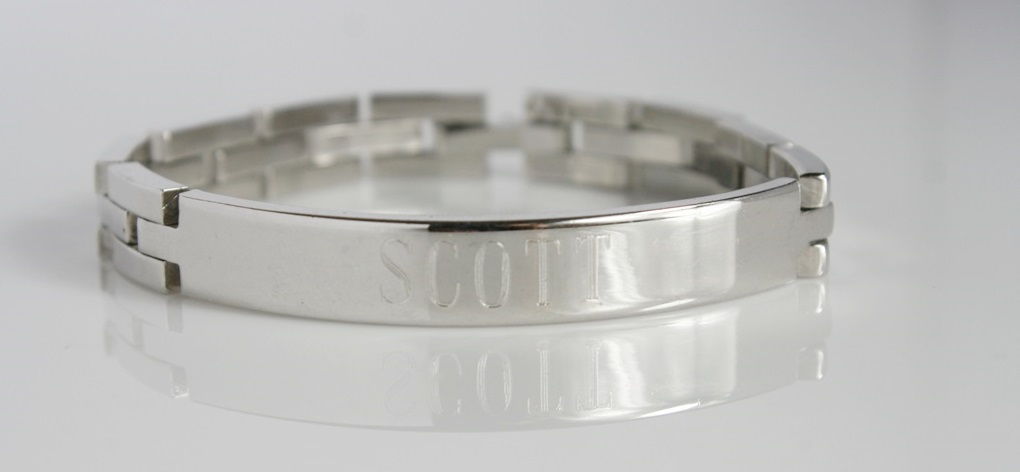 Men's Contemporary Stainless Engraved  Bracelet