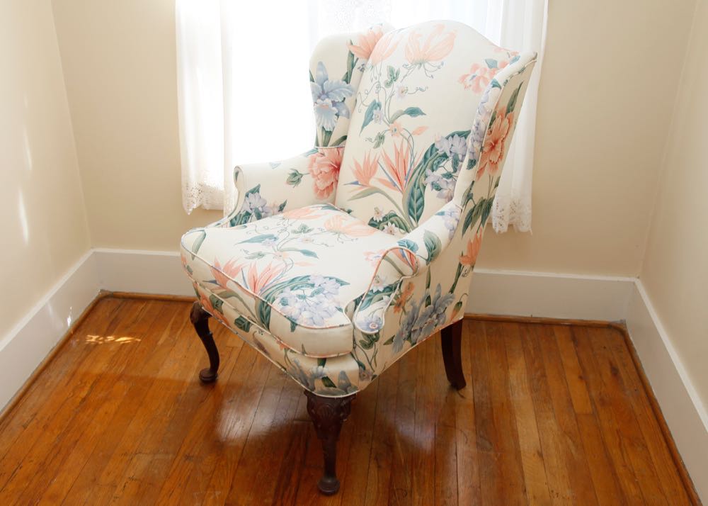 Floral Print Wingback Chair