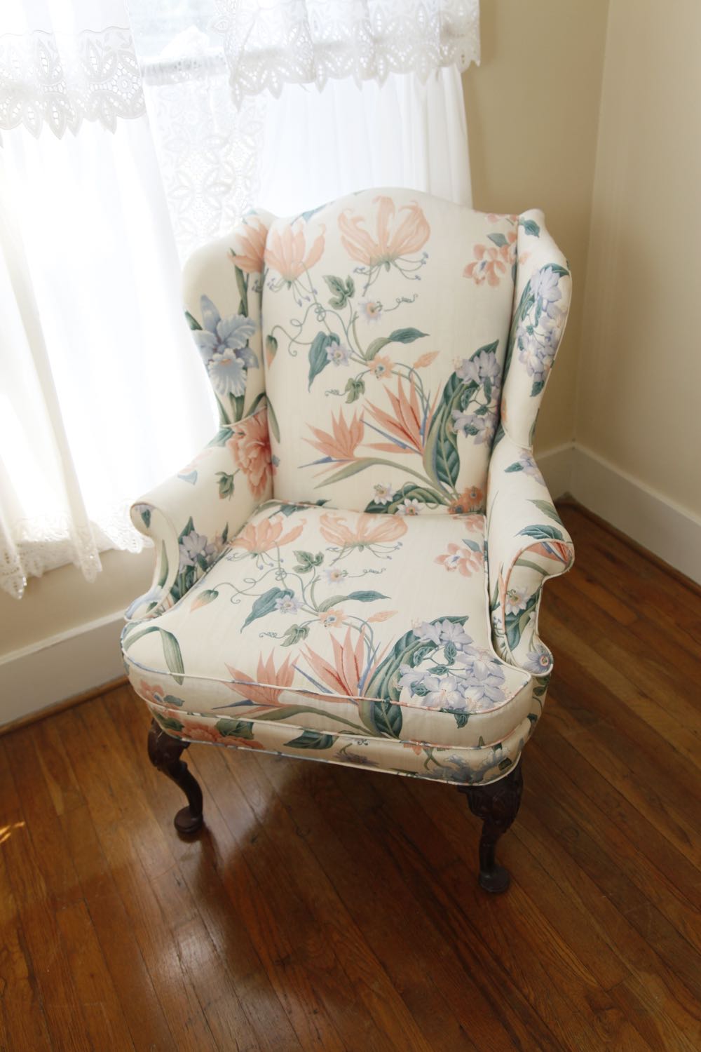 Floral Print Wingback Chair
