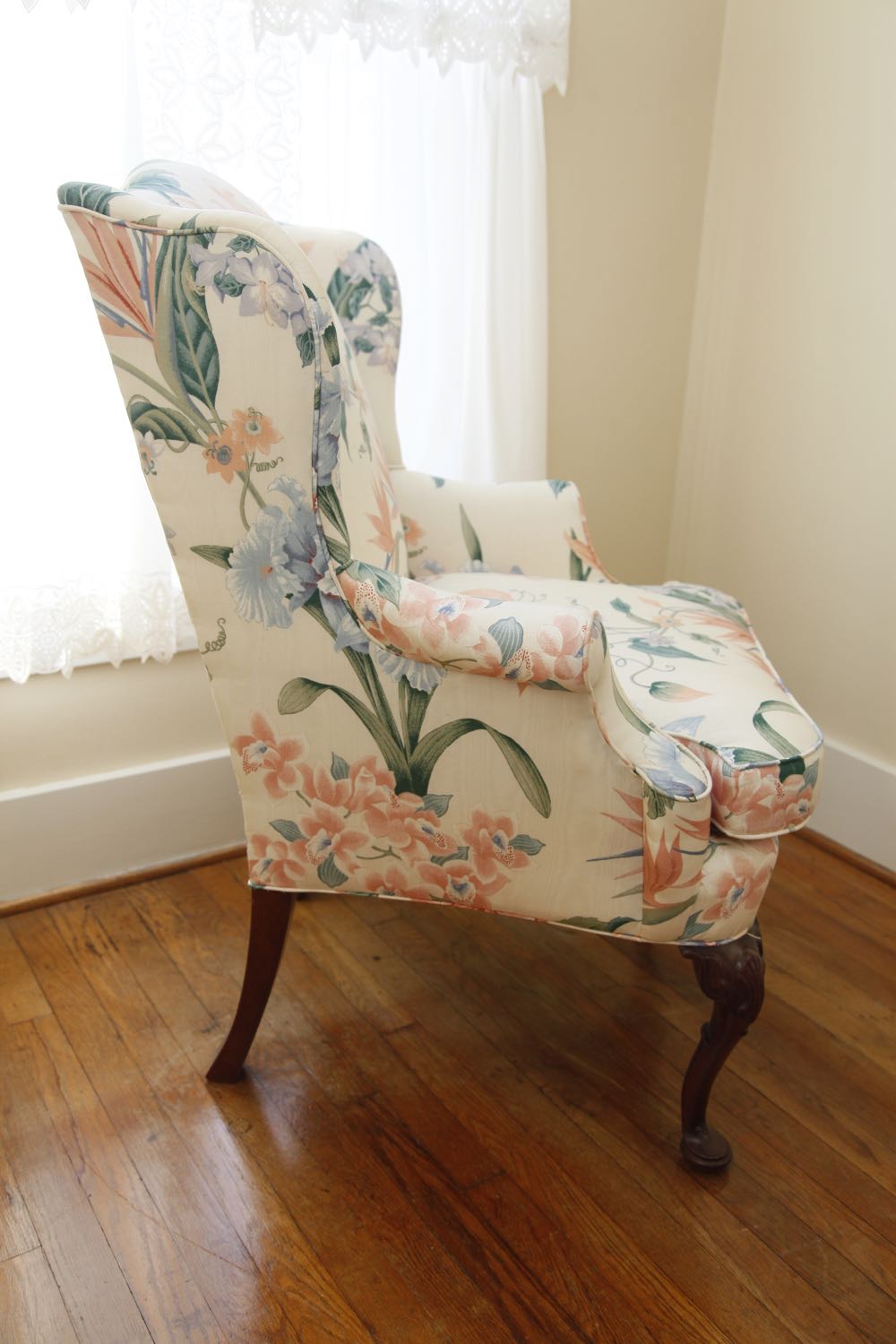 Floral Print Wingback Chair