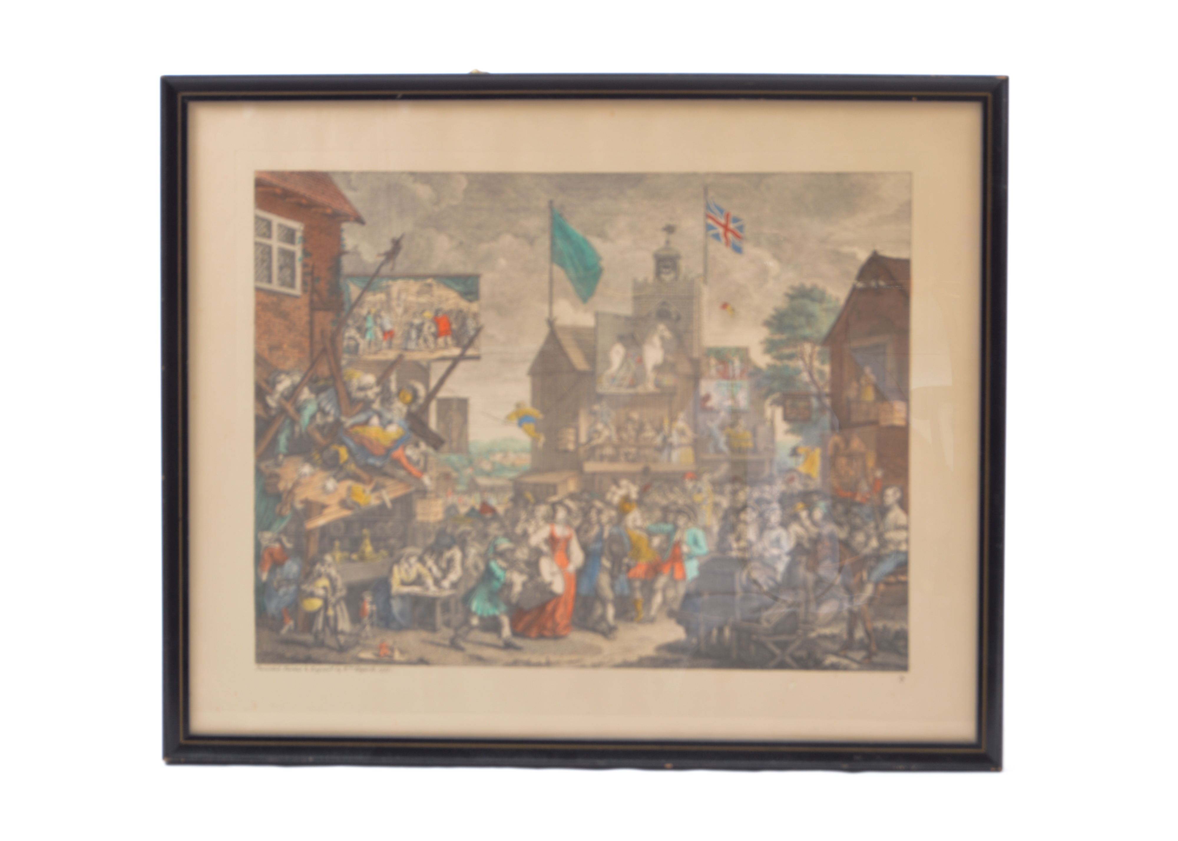 "Southwark Fair" by William Hogarth Colored Etching