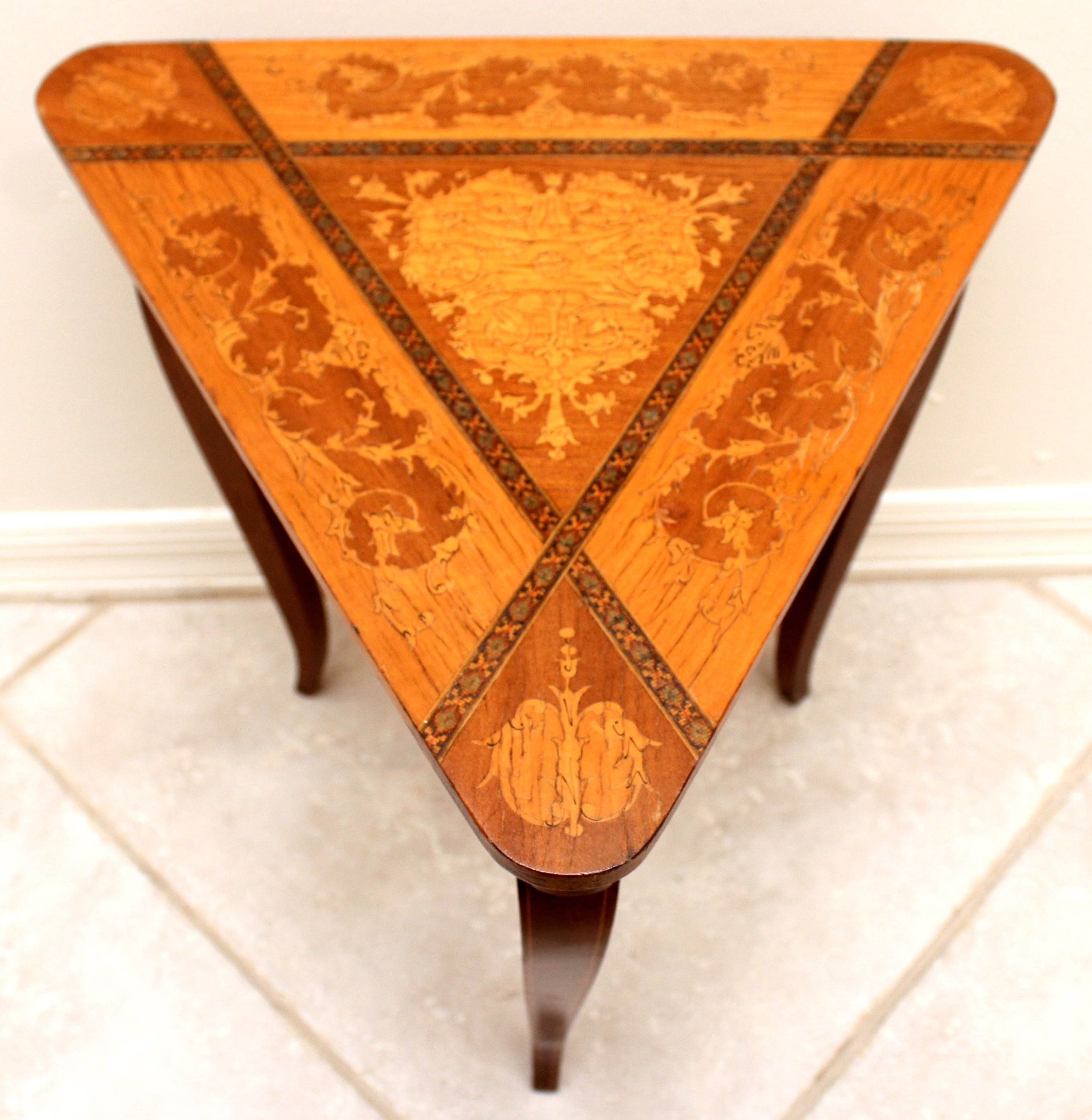 Italian Inlaid Marquetry Lift Top Music Box Table