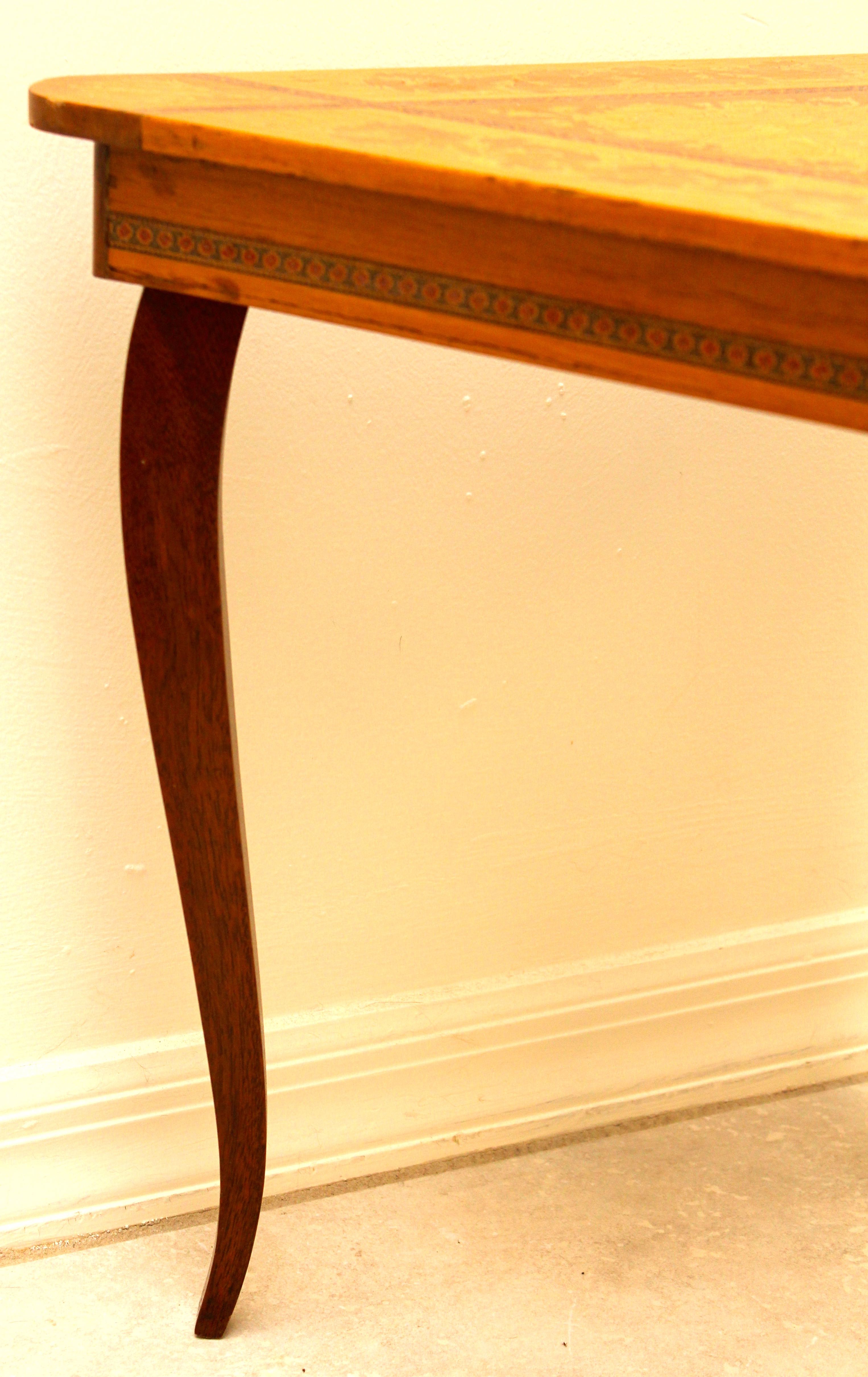 Italian Inlaid Marquetry Lift Top Music Box Table