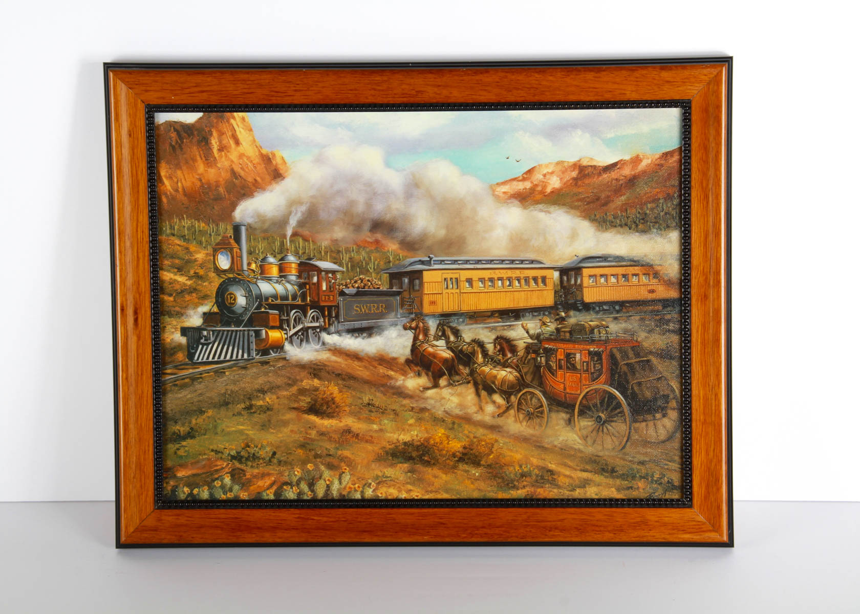 Jim Rozzi Framed Western Scene Canvas Lithograph