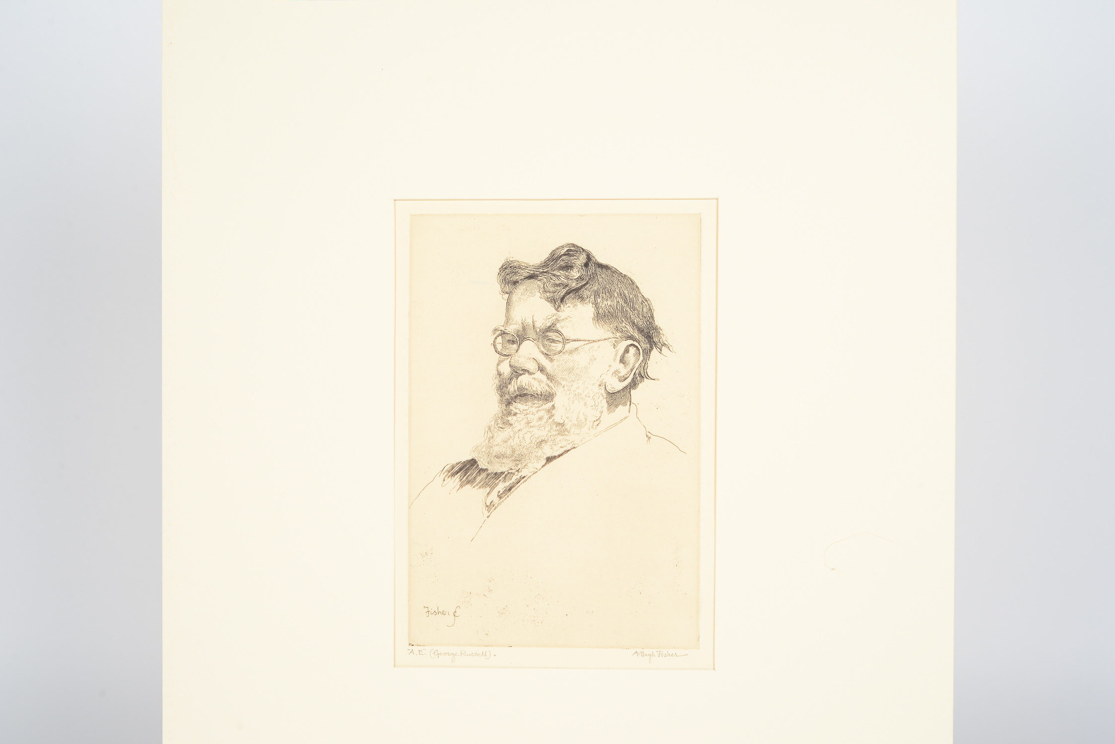 Signed A. Hugh Fisher Portrait of George Russell Etching