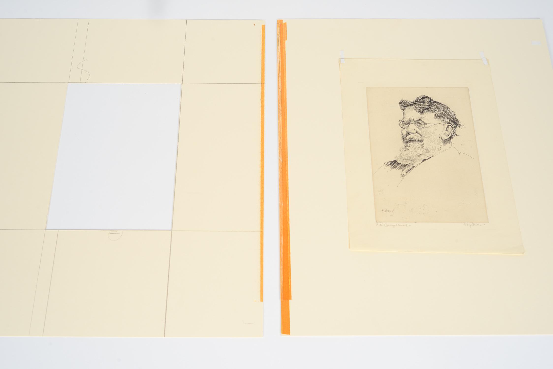 Signed A. Hugh Fisher Portrait of George Russell Etching