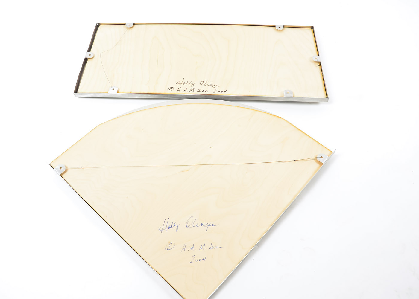 Pair of Brushed Aluminium and Glass Mirrors by Holly Olinger