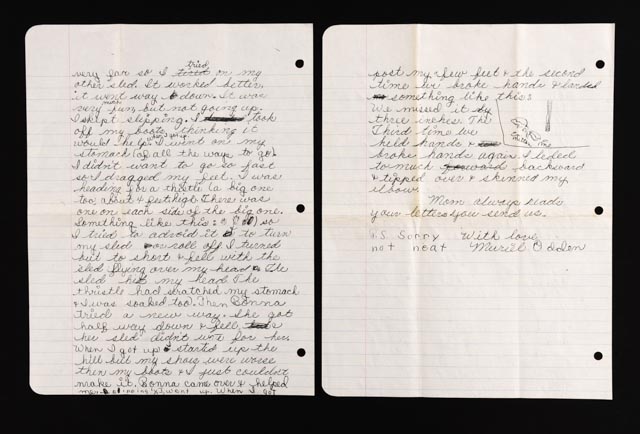 Handwritten Letter from Pen-Pal Muriel Odden to Shirley Mason