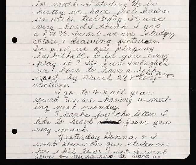 Handwritten Letter from Pen-Pal Muriel Odden to Shirley Mason