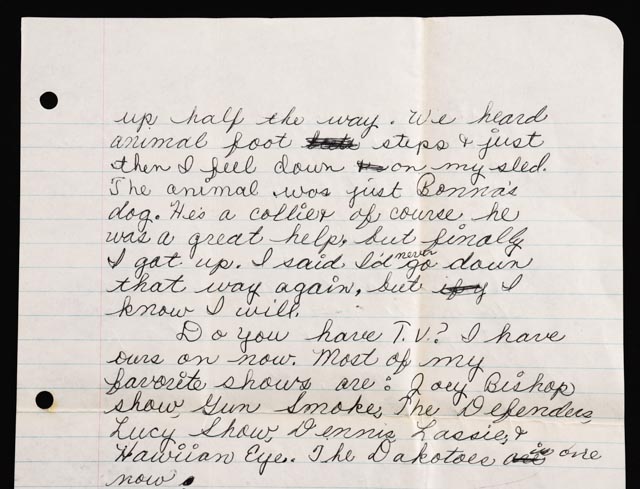 Handwritten Letter from Pen-Pal Muriel Odden to Shirley Mason