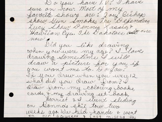 Handwritten Letter from Pen-Pal Muriel Odden to Shirley Mason