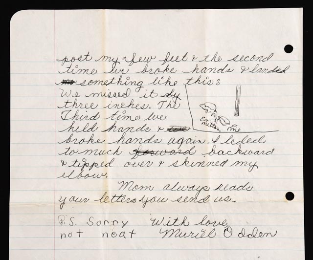 Handwritten Letter from Pen-Pal Muriel Odden to Shirley Mason