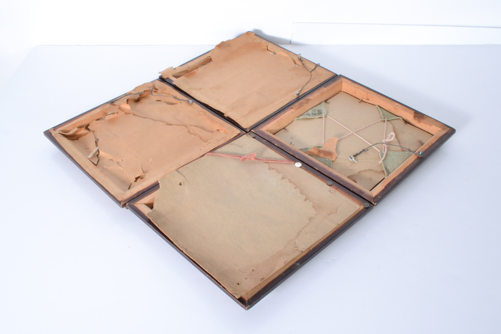 Set of Four Framed Antique Jolles Needlepoint Portraits